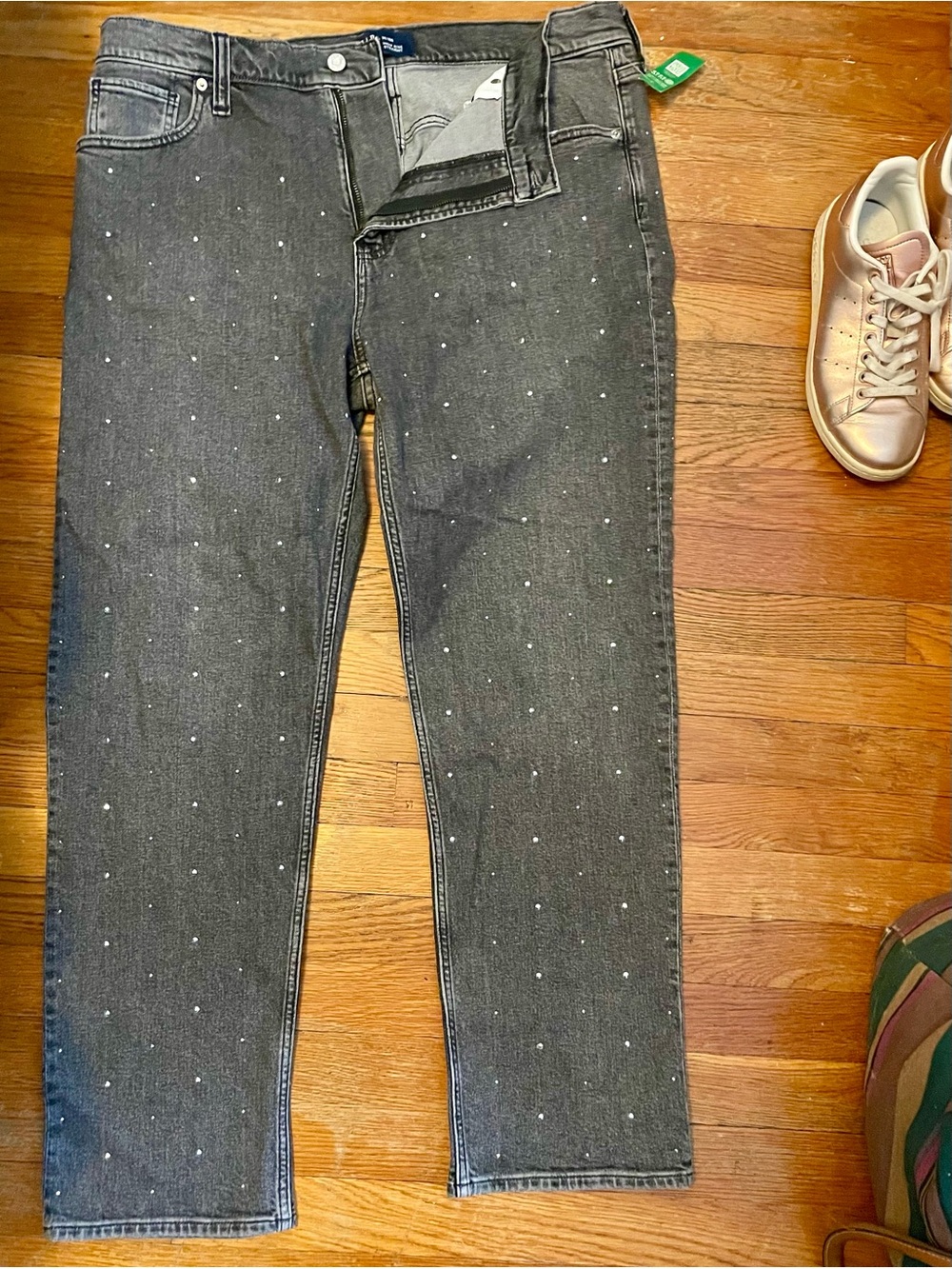 Women's GAP Charcoal Gray Jeans with silver accents, 34/18R - NWT